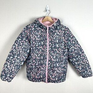Eddie Bauer Girls Large 14/16 Reversible Puffer Down Jacket Zip Up Hooded